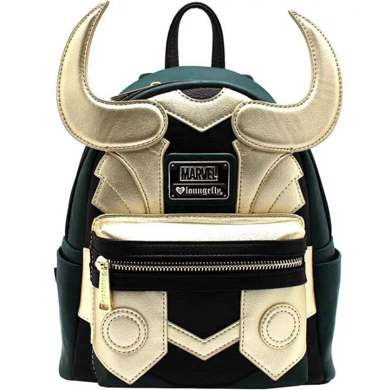 

Hot new movie Marvel Avengers Loki backpack fashion classic green golden fight shape Anime backpack Outdoor sports bag cosplay