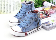Niños zapatos de lona a la moda sneakers chicos zapatos para niñas zapatos para niños kids mezclilla cielo azul naranja azul oscuro