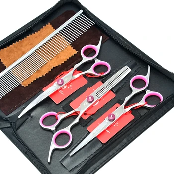 

6.0 Inch Meisha Cheaper Pet Grooming Shears Set JP440C Straight Hair Cutting Thinning Shears Curved Dog Clipper with Comb HB0017