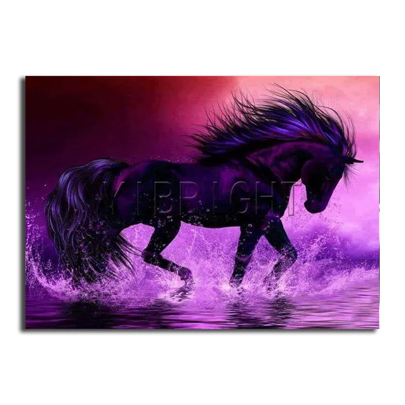 

Full Square Diamond mosaic purple horse Full Round Diamond embroidery animal 5D DIY Diamond painting Cross stitch rivers run Y2