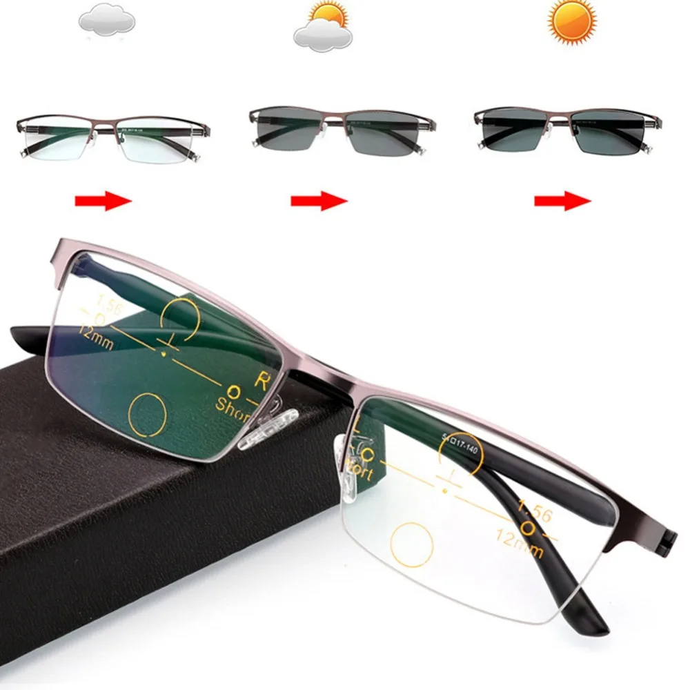 Photochromic Progressive Multifocal Multifocus Reading Glasses 