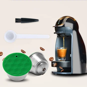 

Behogar Refillable Reusable Washable Stainless Steel Coffee Capsule Cup with Spoon Brush for Dolce Gusto Coffee Machine