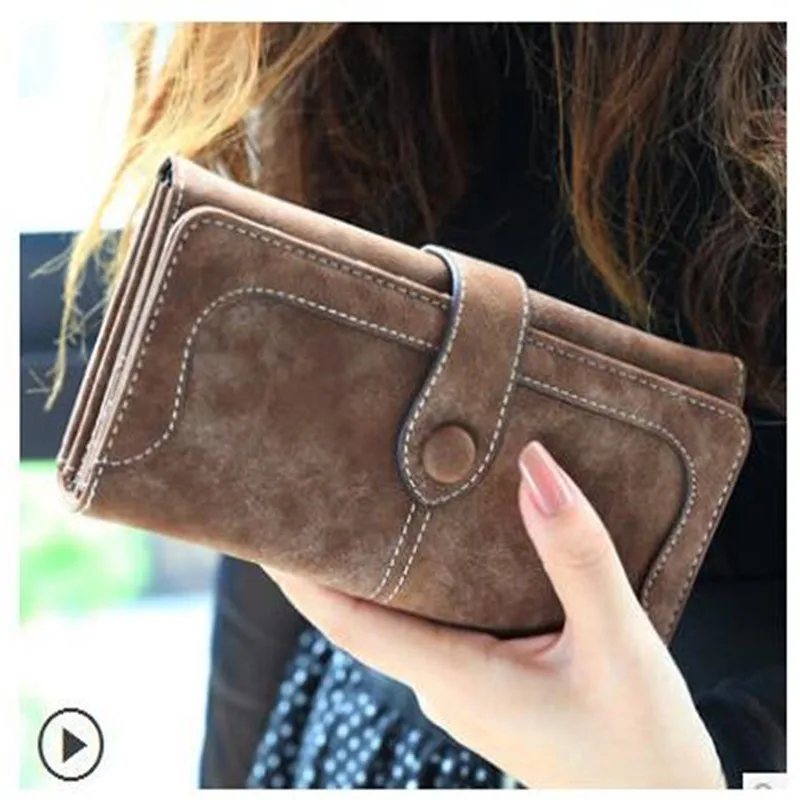 New Arrive 2016 Fashion Retro Matte Stitching Wallet Women Long Purse Clutch Women Casual Hasp Dollar Price Wallet Handbag
