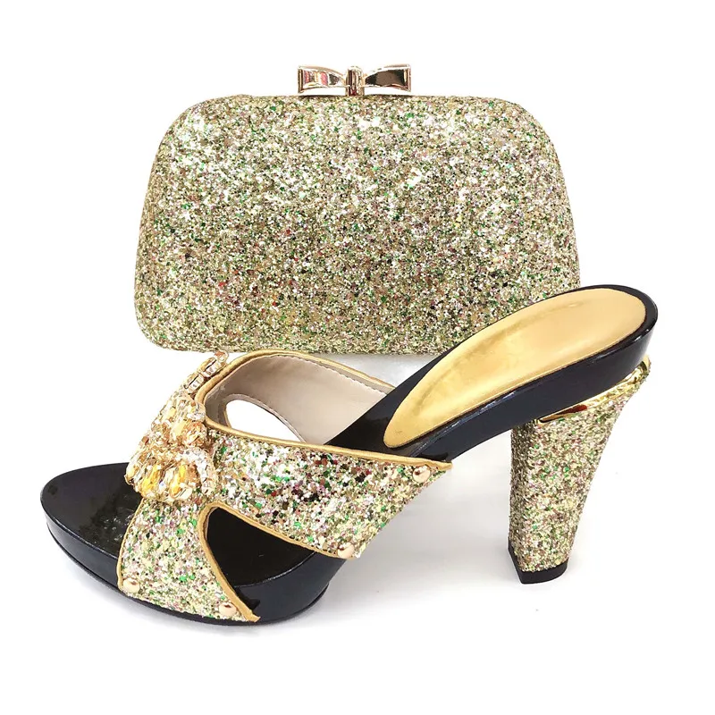 

2019 size 37 to 43 hand made shoes and bag set matching set shoes bag gold italian shoes and bag matching set nice SB8352-2