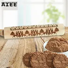 AIEE 1 шт. Рождественская Снежинка кошка деревянная Скалка тиснение выпечки печенья лапши печенье, фондан, пирог тесто узорные ролл