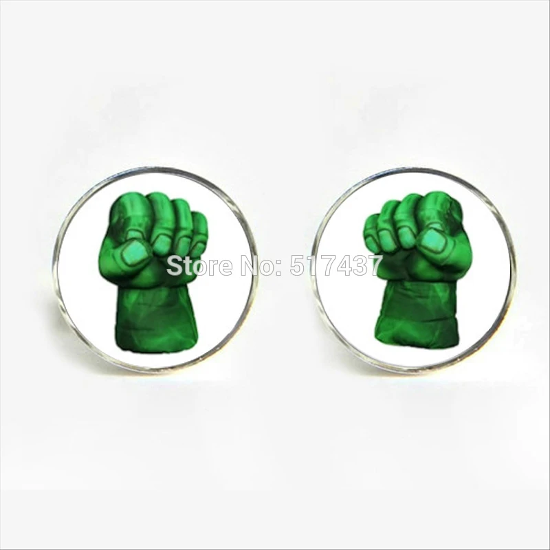 

2017 wholesale Funny Incredible Case For Hulk Cufflinks Green Hands Cufflink Case For Hulk Shirt Cufflinks For Mens