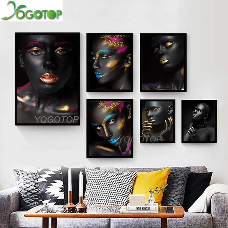 

Sexy Blonde African Women Art Diy Diamond Painting 5D Full Drill Mosaic Diamond Embroidery rhinestone Make-up Home Decor YY1118