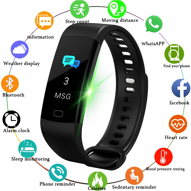 

BANGWEI 2018 new Smart Watch Heart Rate Monitor Blood Pressure Fitness Tracker LED Smart Watch Sport Watch ios Android + BOX