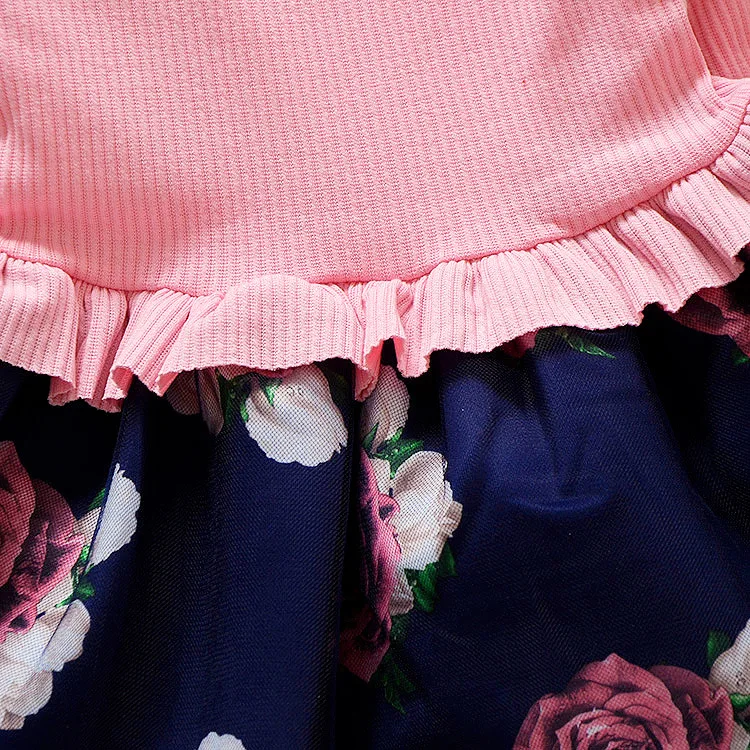 HTB1TXjAXUrrK1RkSne1q6ArVVXaf Spring Autumn Toddler Girl Dress Cotton Long Sleeve Toddler Dress Floral Bow Kids Dresses for Girls Fashion Girls Clothing