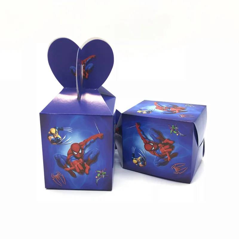 

6Pcs spiderman theme Cartoon Design Candy Gift Box Kid Boy Birthday Party Disposable Family Party Candy Box Baby shower Supplies