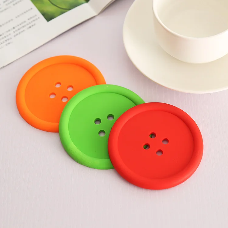 

3pcs / Pack Large Button Drinks Coaster Giant Silicone Cup Tea Mat Holder Mug Glasses