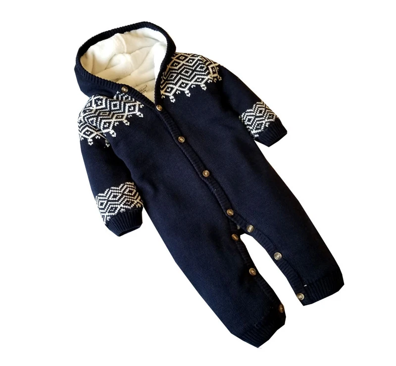 IYEAL/Детские комбинезоны; зимняя плотная одежда для альпинизма; теплый комбинезон для новорожденных мальчиков и девочек; вязаный свитер; Рождественская верхняя одежда с капюшоном для детей от 0 до 18 месяцев
