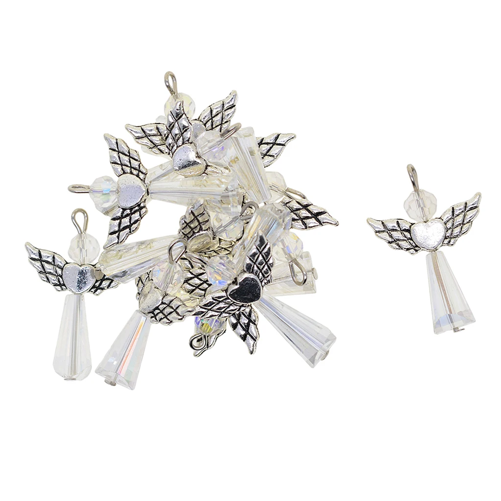 12pcs Alloy Acrylic Handcrafts Angel Charms Pendant Ornaments Fashion Jewelry bracelets necklaces DIY Crafts  for Kids Gifts 