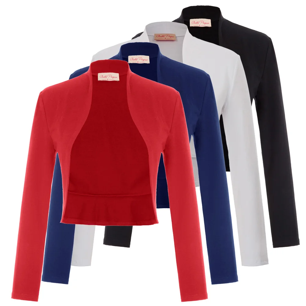 Ideal BP Women's Cotton Bolero Shrug wedding party Bridesmaid elegant short coats jacket Vintage Long Sle