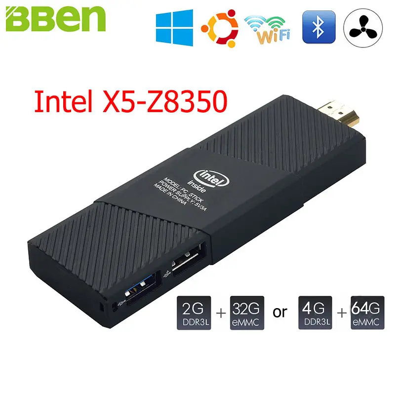 Hottest BBEN Intel Mini PC Windows 10 or Ubuntu Intel X5-Z8350 Quad Core CPU 2GB 4GB RAM HDMI PC Stick PC Mini Computer PC Micro