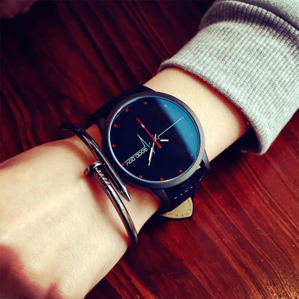Retro style casual simple blue glass ECG tide watch student men and women couple watch quartz watch Business  birthday present