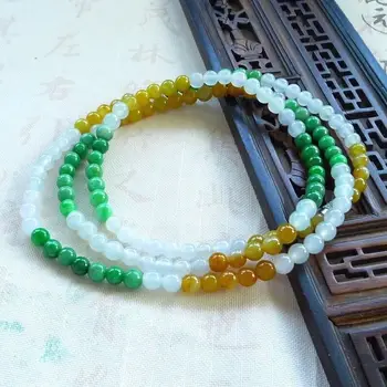 

Fine Jewelry>>Necklaces A cargo jade beads necklace yellow jade green spicy 8mm round beads necklace men and women