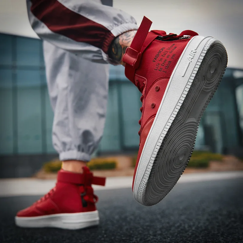 JINBEILEE 2018 جديد الرجال الرياضة في الهواء الطلق حذاء كاجوال الرجال قماش الهيب هوب سلاح الجو واحد أحذية عالية للمساعدة أحذية تزلج