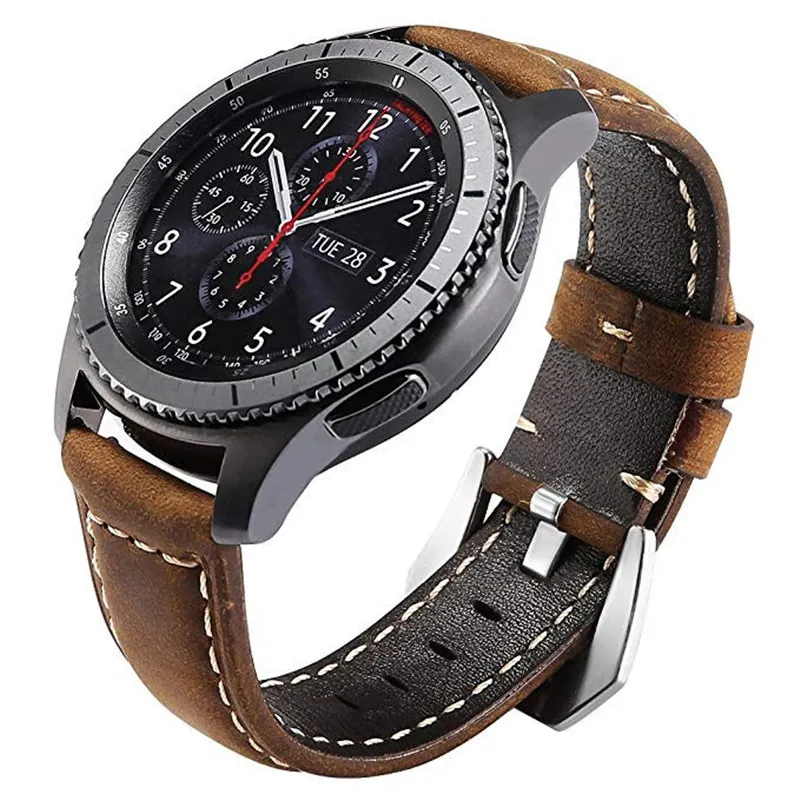 22 мм Винтаж Crazy Horse из натуральной кожи Ремешки для samsung Galaxy Watch 46mm Ременная Передача S3 классический/Frontier силиконовые браслеты