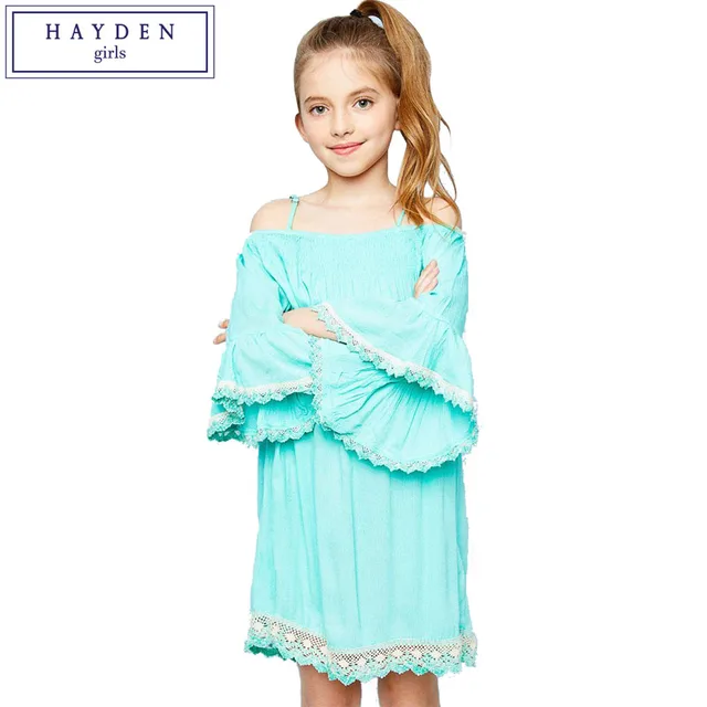 HAYDEN Girls Off Shoulder Dress Kids Boho Dresses Chic Hippie Bohemian