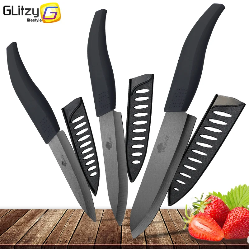 Ceramic Kitchen Knife 4 5 6 inch Zirconia Black Blade Chef Utility