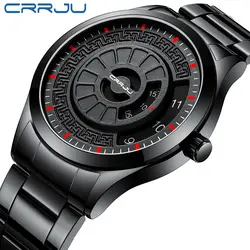 CRRJU Новый Необычные кварцевые часы для мужчин бизнес нержавеющей водостойкие часы лучший бренд класса люкс Мужской повседневное Спорт