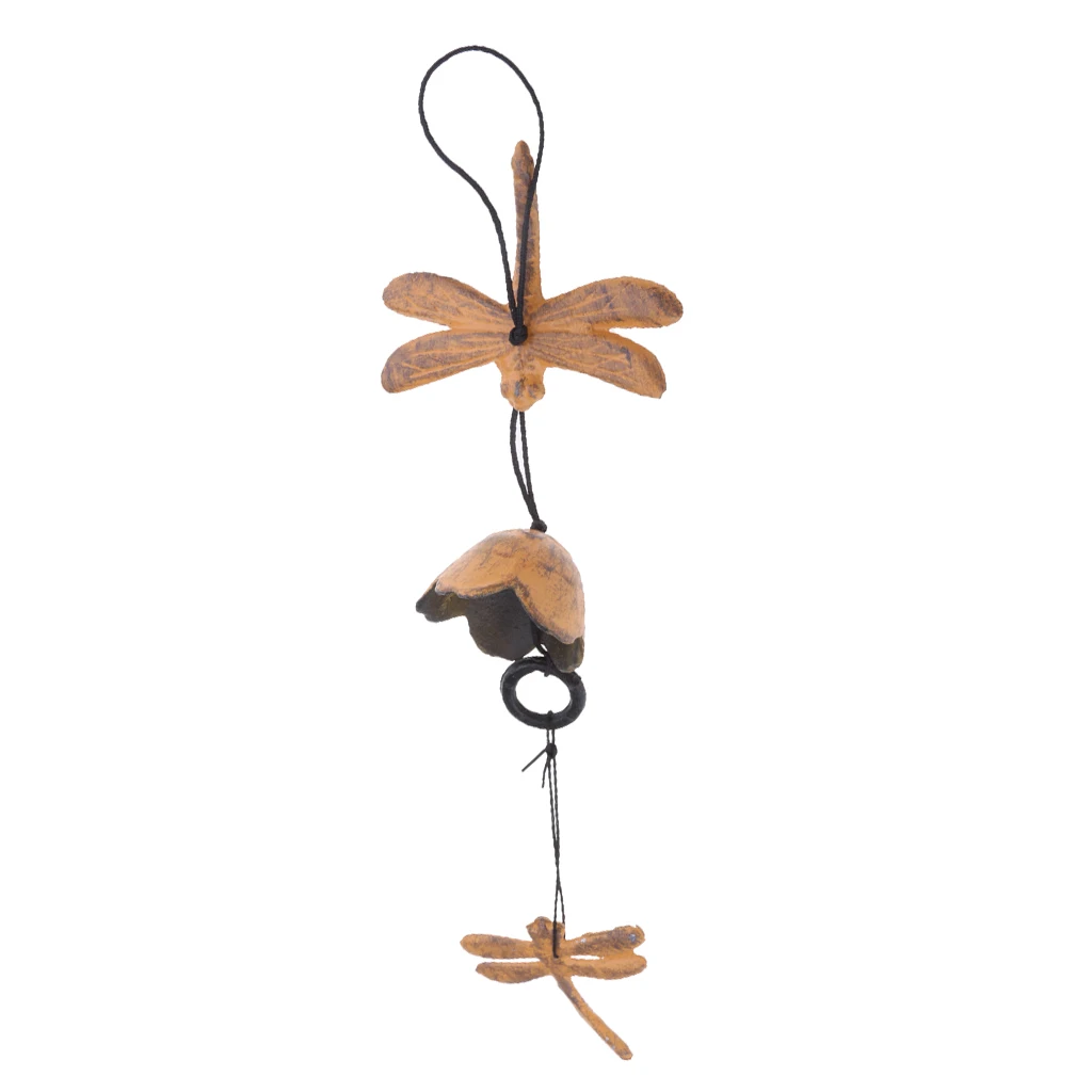 Handmade Wind Chime Pendant Balcony Decoration Creative Japanese Cast Iron Windchime Garden Wind Chime Dragon flyBell Yellow