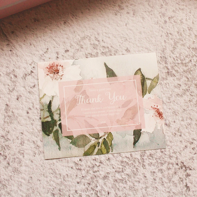 

New!50 Sheets "Thank you" Greeting Gift Card Label Card Message Blessing Birthday Postcard