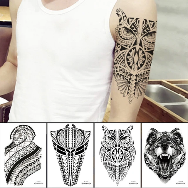 tattoo & body art men shoulder tattoos black tribal sleeve tatoo temporary  stickers for man boy