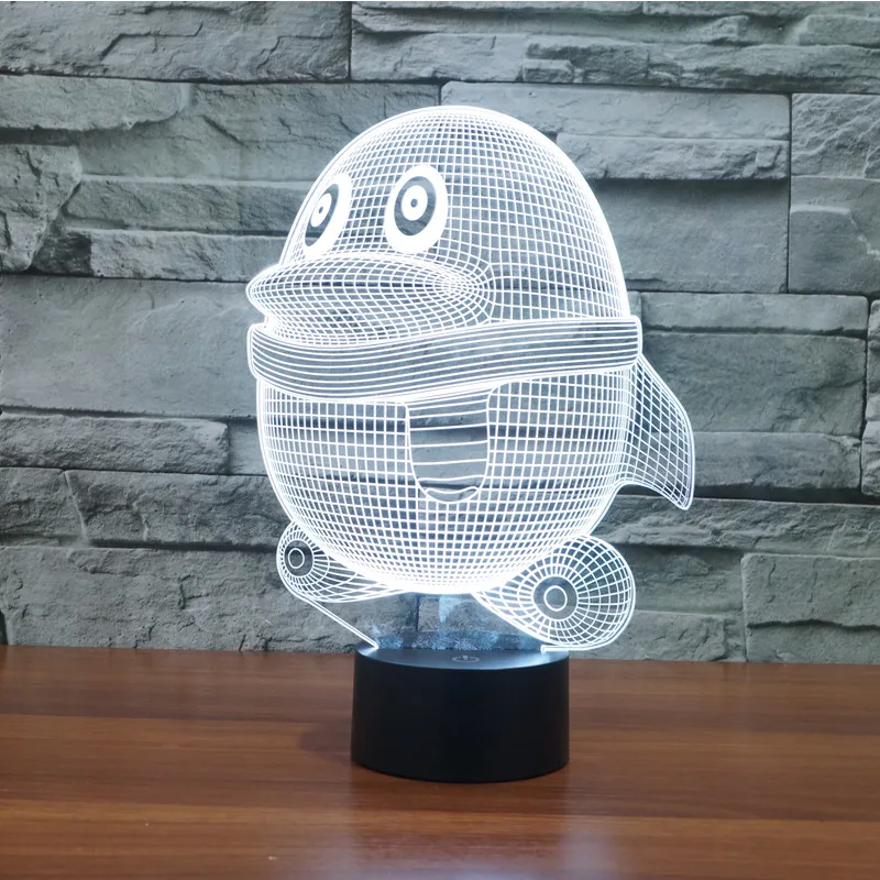 

3D Animal Penguin Night Light 7 Color Change LED Table Desk Lamp Acrylic Flat ABS Base USB Charger Home Decoration Toy Brithday