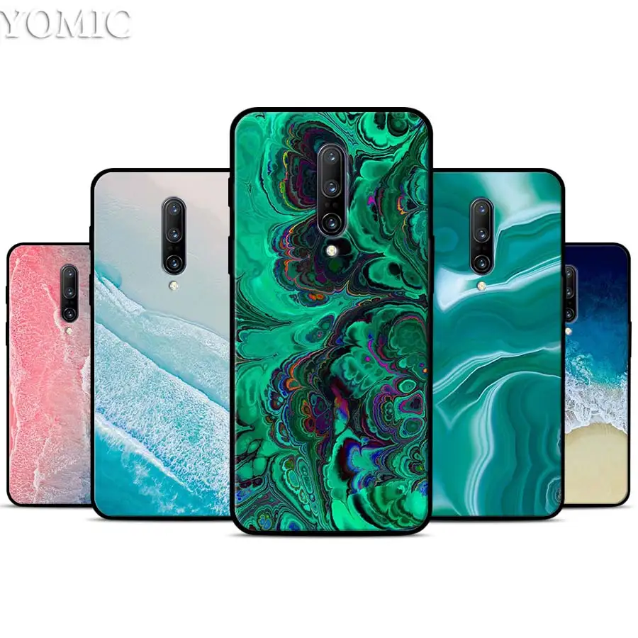 Turquoise Stone marble Silicone Case for font b Oneplus b font font b 7 b font