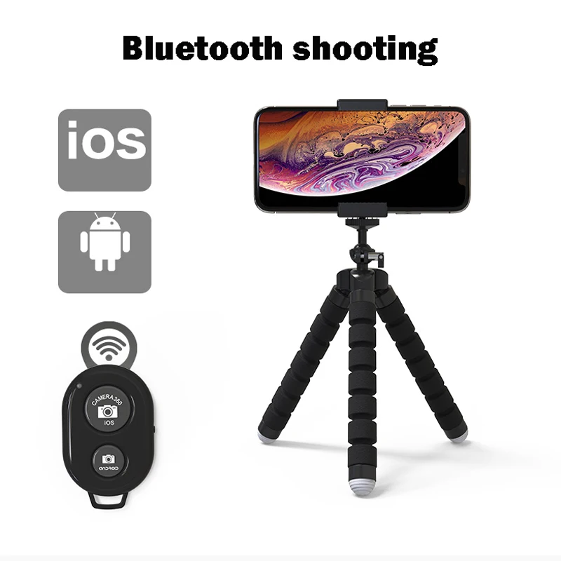 

Flexible Mini Sponge Octopus Tripod For Gopro Camera For iPhone Xiaomi Redmi Huawei Smartphone Accessory With Phone Holder Clip