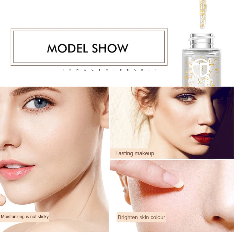 

O.TWO.O Gold Foil Particle Primer Makeup Base Transparent Cream Oil Control Professional Make Up Foundation Primer TSLM1