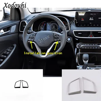 

For Hyundai Tucson 2019 2020 Car Styling Inner Detector Stick ABS Chrome Steering Wheel Interior Kit Trim Frame 2pcs