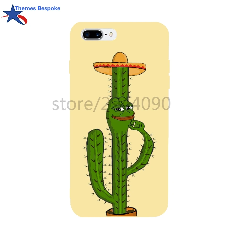 Кактус лягушка Pepe для iPhone 7 Plus/8 Мягкие TPU анти-стук защиты Чехлы мангала IPhone X /6/6S