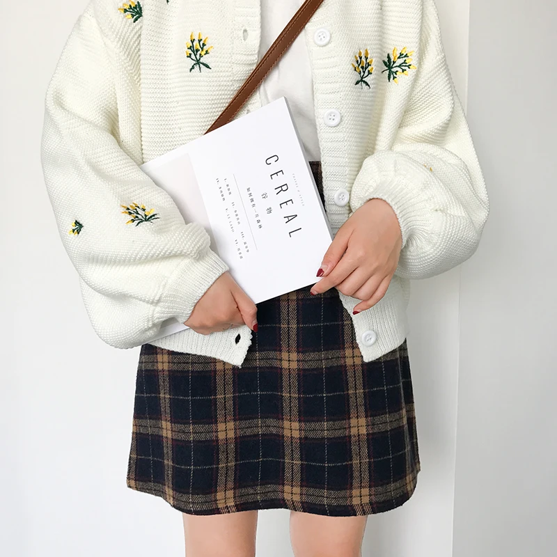 Najtaniej Damskie spódnice na co dzień japoński Kawaii Ulzzang Vintage Plaid wysokiej talii spódnica linii kobiet koreański odzież w stylu harajuku dla kobiet