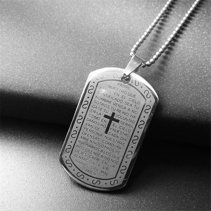 

Cross Dog Tag Link Chain Necklaces for Best Friend Bible Men Letter Necklace Male Titanium Neckless Women Jewelry Gift Collars