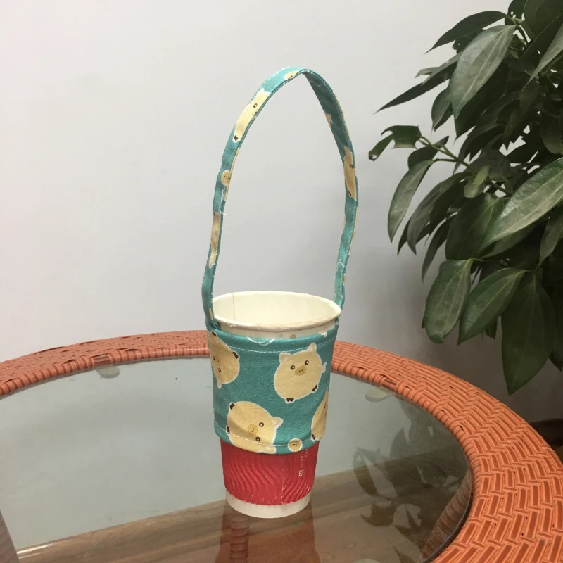 Портативный экологически чистый мешок для напитков анти-горячий мультфильм милый набор чашек крышка чашки Кружка обернуть Кофе Молоко чай маленькие сумки посуда для напитков - Цвет: 1PC