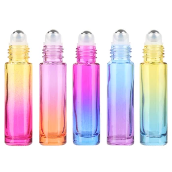 

Aihogard 5pcs Gradient Color Aromatherapy Oil Roller Bottles Portable Smooth Glass Roll On Refillable Bottles With Steel Ball
