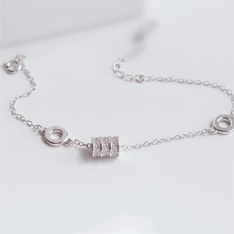 

Sole Memory Simple Cylinder Luck Zircon Fashion Exquisite Geometry 925 Sterling Silver Female Resizable Bracelets SBR184