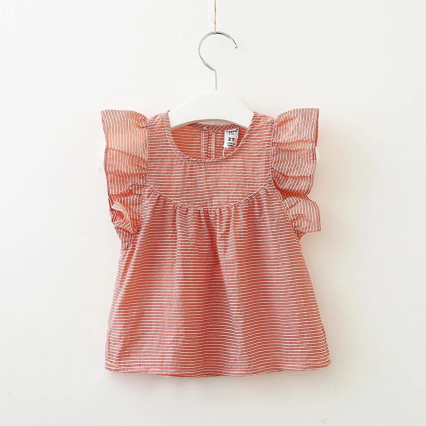 Girls Summer Ruffle Blouses Toddler Girl Cotton Striped Tops Children's