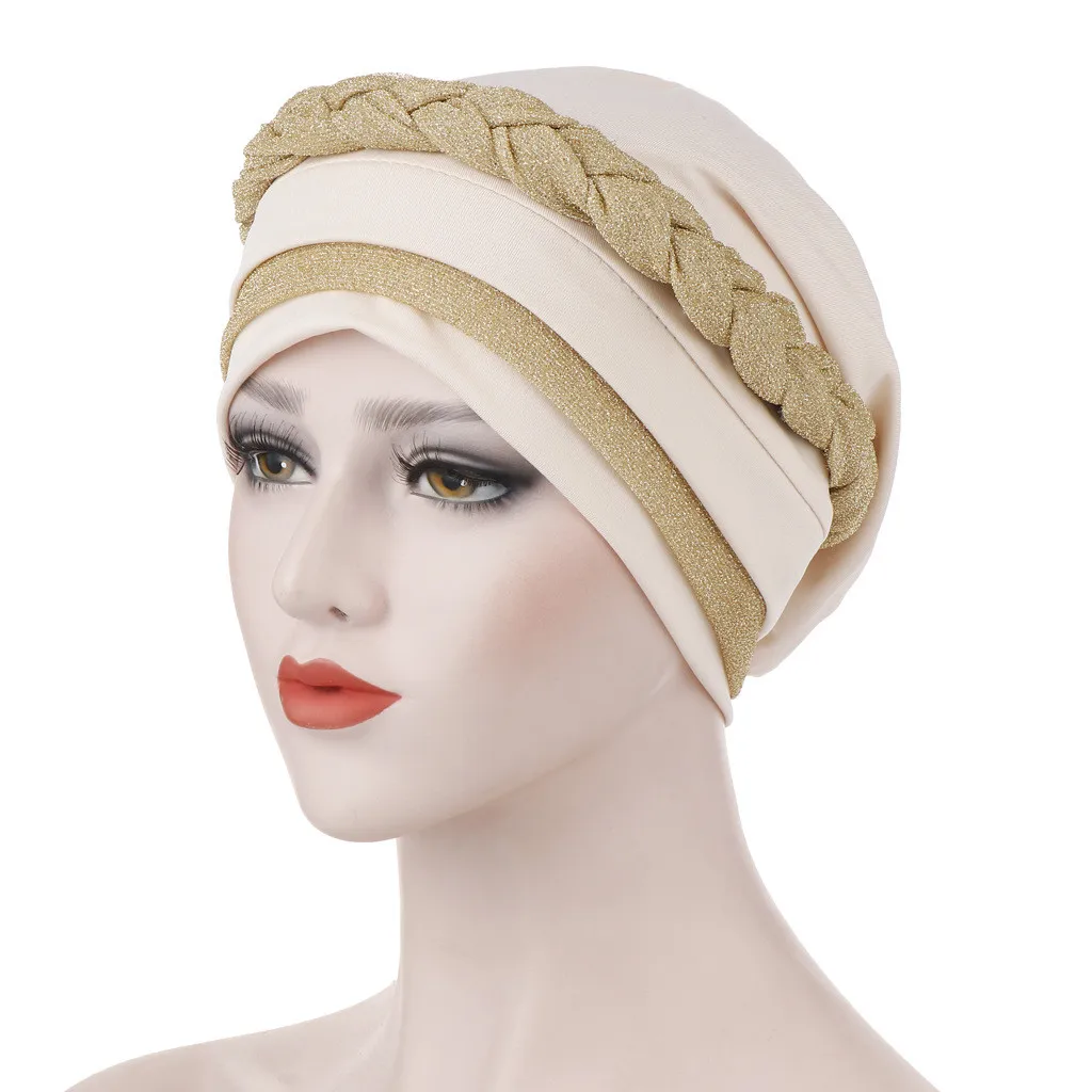 Однотонная женская мусульманская шапка с крестиком, тюрбан, шапка после химиотерапии, головной платок, головной убор, женские тюрбанты musulman# P6
