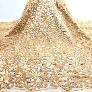 

Tollola Gold African Lace Fabric Embroidered Nigerian Laces Fabric Bridal High Quality French Tulle Lace Fabric For Women Dress
