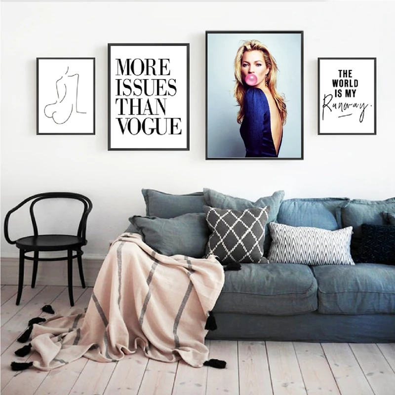 

Fashion Vogue Picture Art Canvas Painting Modern Home Wall Decoration , Kate Moss Bubble Gum Poster Canvas Prints Art Decor