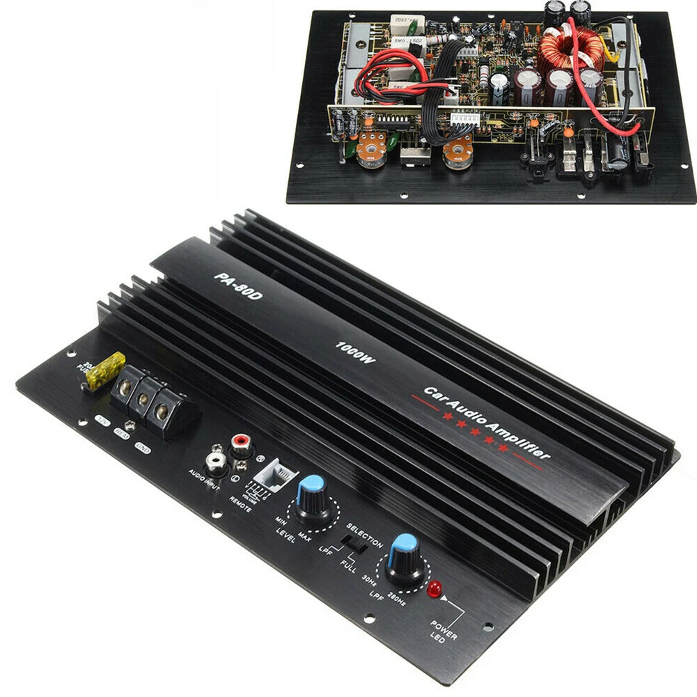 Subwoofer de Audio para coche, amplificador de aluminio duradero, altavoz, bajo, módulo de canal Mono, sonido, reproductor de música Digital de alta potencia Subwoofer de Audio para coche, amplificador de aluminio duradero, altavoz, bajo, módulo de canal Mono, sonido, reproductor de música Digital de alta potencia