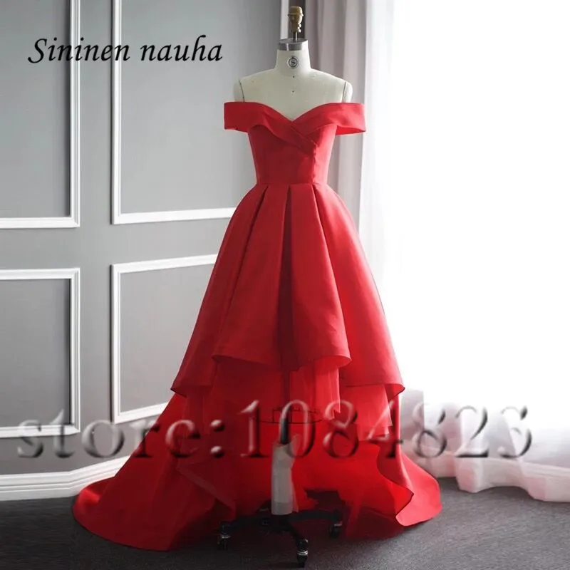 Красное платье для выпускного вечера, коктейльное платье трапециевидной формы с открытыми плечами для выпускного вечера, платье для девочек, vestido de festa 178