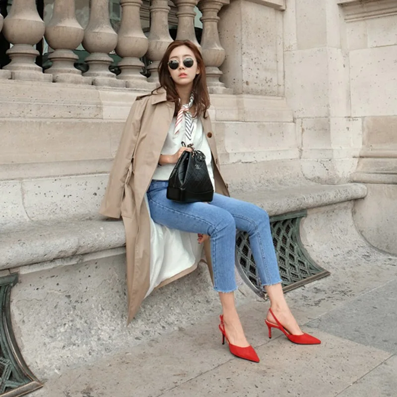 Women Sandals Sexy Summer High Heels Brand Woman Party Shoes Slingback Pointed Toe Buckle Strap Female Dress Shoes Plus Size