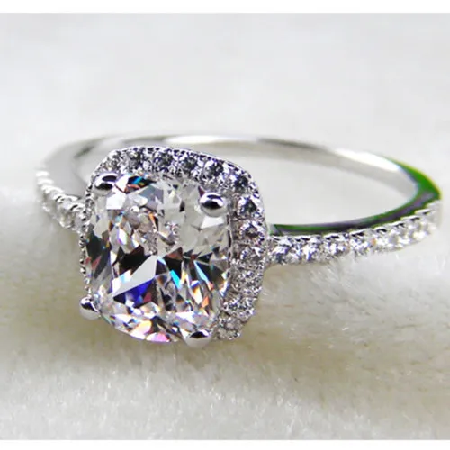 

Solid 14Karat White Gold Ring 3CT Synthetic Diamonds Ring For Women Engagement Wedding Jewelry Female Fabulous Marriage Ring