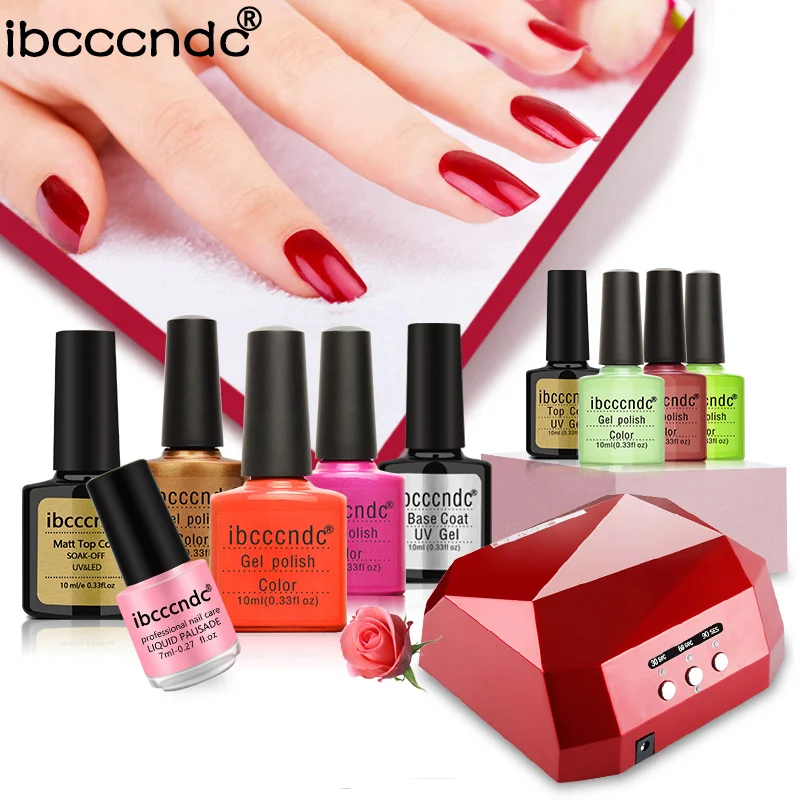 Online Get Matte Nail Polish Kit Aliexpress 7x10ml Gel Nail Polish Kit Manicure Set Base Top Coat Diamond Led Lamp Matte