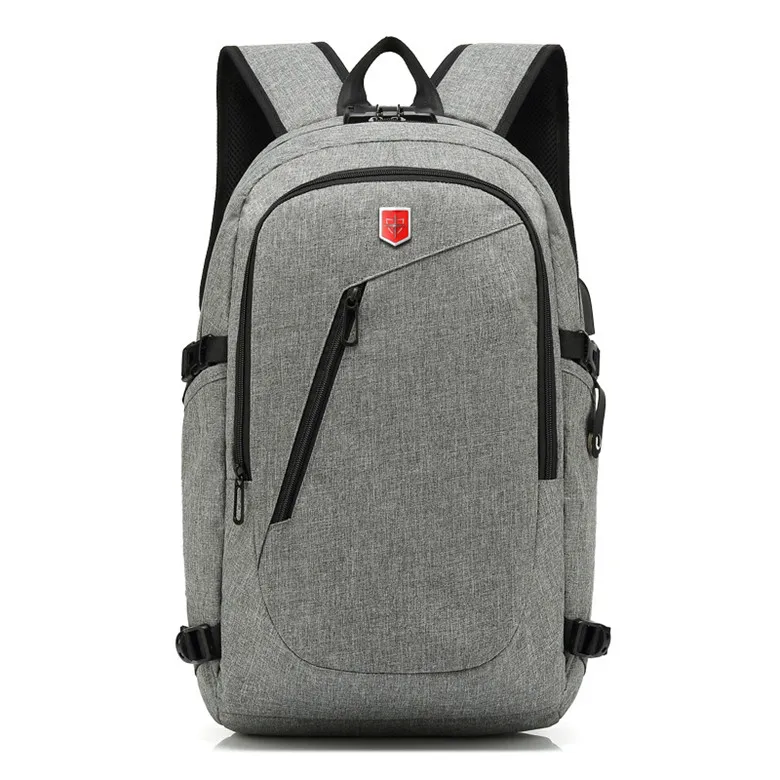Мужской рюкзак с защитой от воров и usb зарядкой, 15,6 дюймов, рюкзак для ноутбука, водонепроницаемый, Оксфорд, рюкзак для путешествий, школьные сумки с кодовым замком - Цвет: Gray